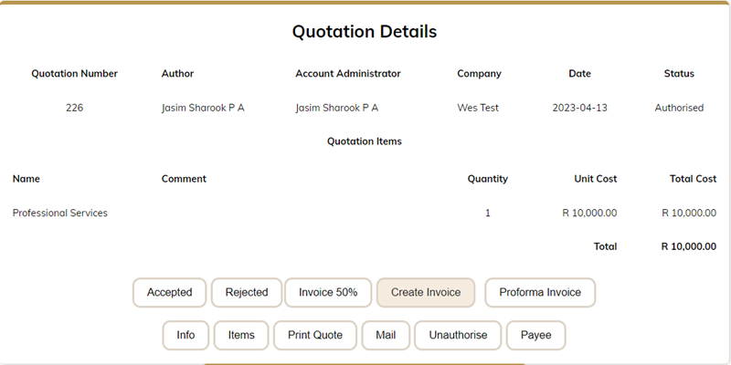 Finances - Quotes System Software South Africa