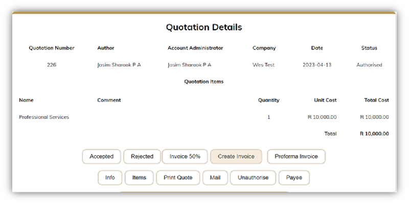 Finances - Quotes System Software South Africa